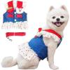 imageANIAC Denim Dog Dress Harness with Leash Set Cute Small Dogs Clothes Girl Heart Patterns Puppy Dresses Breathable Mesh Cat Harness Leash Strawberry Chihuahua Yorkie Outfit Pink Heart LargeWhite Heart