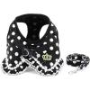 imageANIAC Polka Dots Dog Harness Dress and Leash Set Step in Puppy Harness for Small Dog Breathable Mesh Padded Cat Vest Harness for Kitten Pug Pomerania Yorkie Chihuahua Small Black