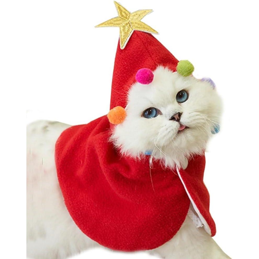 imageANIAC Christmas Puppy Reindeer Costume Xmas Dog Elk Cloak with Antlers Cat Santa Cape Christmas Dog Outfit for Small Medium Dog Medium BrownRed