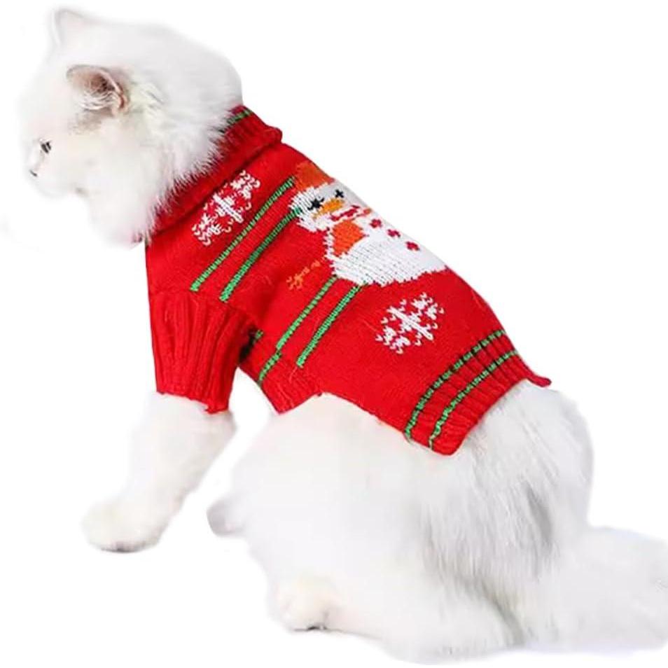 imageANIAC Fall Dog Sweater for Small Dog Girl Strawberry Knitted Cat Sweater Winter Puppy Clothes Turtleneck Kitten Knitwear Could Weather Outfit for Teacup Chihuahua Yorkie Poodle XSmall OrangeRed1