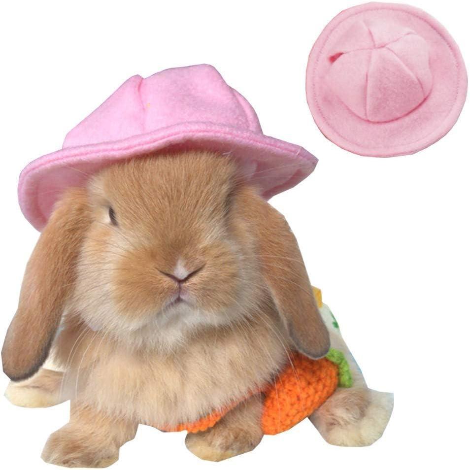 imageANIAC Funny Cat Hat for Cat XXS Dog Sun Hat with Ears Hole Rabbit Outfit for Bunny Mini Sombrero Puppy Hat Party Costume Head Accessories for Kitten Kitty Small Breeds YellowPink3