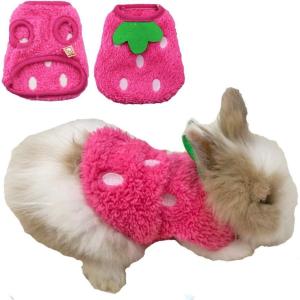 ANIAC 3PCS Extra Small Dog Clothes Girl Boy XXXS Dogs Sweater for Chihuahua Yorkie Teacup Warm Fleece Newborn Puppy Sweatshirt Vest Winter Cat Kitten Outfit (Bee 3S -Chest 8.6″)(Strawberry Pink)