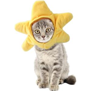 ANIAC Funny Cat Hat Yellow Starfish Small Dogs Cap Soft Star Shaped Puppy Headgear Halloween Pet Costume Warm Head Accessories for Rabbits Kitten Small Dogs