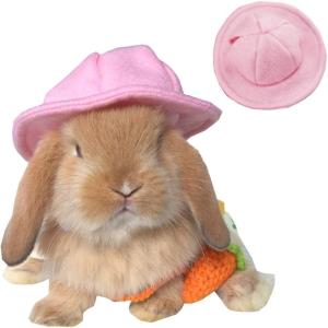 ANIAC Funny Cat Hat for Cat XXS Dog Sun Hat with Ears Hole Rabbit Outfit for Bunny Mini Sombrero Puppy Hat Party Costume Head Accessories for Kitten Kitty Small Breeds (Yellow)(Pink-3)