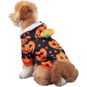 ANIAC Halloween Dog Hoodies Pumpkin Dog Cat Costume Warm Puppy Clothes for Medium Dog Boy Girl Holiday Cat Apparel Hooded Dog Sweatshirt for Cat Small Dog (XX-Large, Pumpkin Hoodies)(Pumpkin Hoodies)