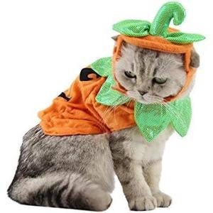 ANIAC Pet Pumpkin Costume Cat Halloween Hat Cloak Sets Puppy Poncho Dog Halloween Cosplay for Kitty Small Medium Sized Dog(Orange)