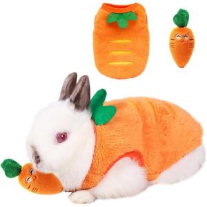 ANIAC XS Dog Sweater and Carrot Toy Set Warm Cat Clothes Fleece Puppy Sweatshirt for Small Dogs Girl boy Chihuahua Sweater Carrot Easter Costume for Yorkie Pug (Orange, Small)(Orange)