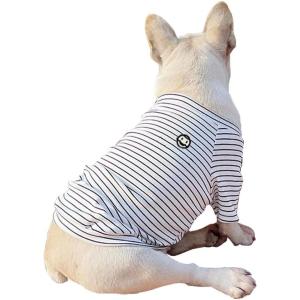 ANIAC 2 PCS Dog and Owner Matching Clothes,Cotton Dog T-Shirt and Men/Women Shirt,Striped Puppy Clothes for Small Dog,Cat Shirt,Pet and Owner Matching Outfit (Pet and Owner, Medium)(White 1 Pcs ( Only Pet ))