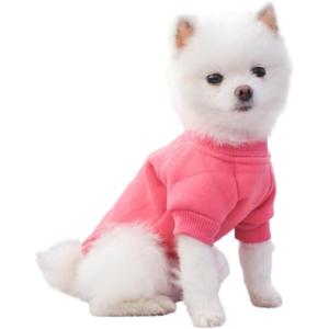 ANIAC Fall Dog Sweater Fleece Striped XS Dog Shirt with Long Sleeves Winter Cat Apparel Warm Puppy Clothes for Small Dog Girl Boy Pet Sweatshirt 2-24 LB (White, Small)…(Pink)