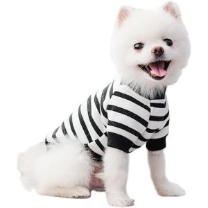 ANIAC Fall Dog Sweater Fleece Striped XS Dog Shirt with Long Sleeves Winter Cat Apparel Warm Puppy Clothes for Small Dog Girl Boy Pet Sweatshirt 2-24 LB (White, Small)…(White)