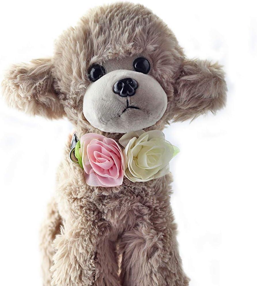 imageANIAC Pet Charm Flowers Collar Adjustable Floral Neck Accessories Soft Outfit for Cats Puppy and Small Dogs Small Pink