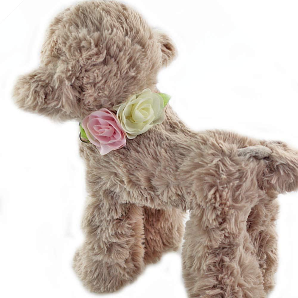 imageANIAC Pet Charm Flowers Collar Adjustable Floral Neck Accessories Soft Outfit for Cats Puppy and Small Dogs Small Pink