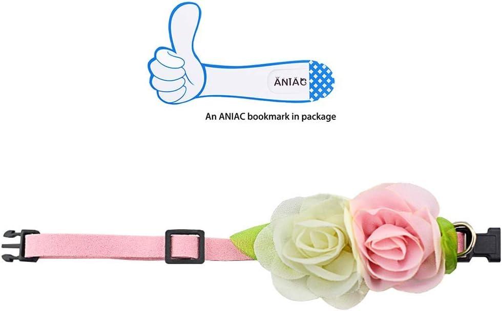 imageANIAC Pet Charm Flowers Collar Adjustable Floral Neck Accessories Soft Outfit for Cats Puppy and Small Dogs Small Pink