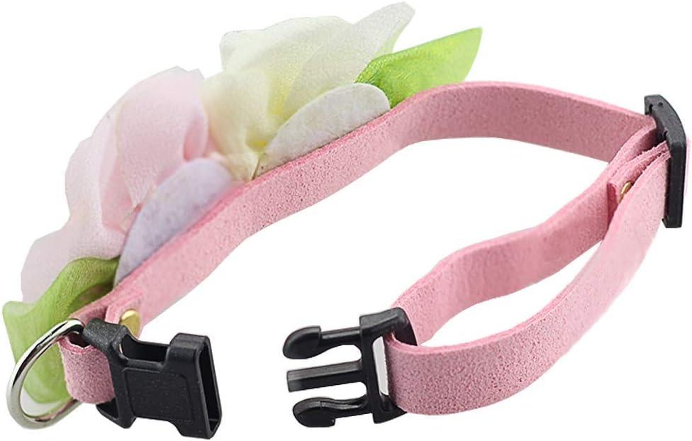 imageANIAC Pet Charm Flowers Collar Adjustable Floral Neck Accessories Soft Outfit for Cats Puppy and Small Dogs Small Pink