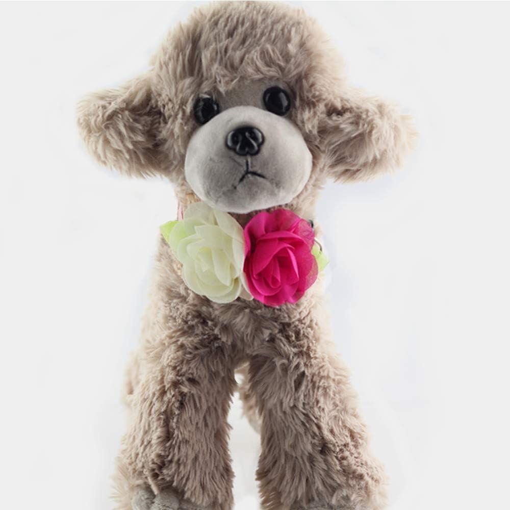 imageANIAC Pet Charm Flowers Collar Adjustable Floral Neck Accessories Soft Outfit for Cats Puppy and Small Dogs Small Red