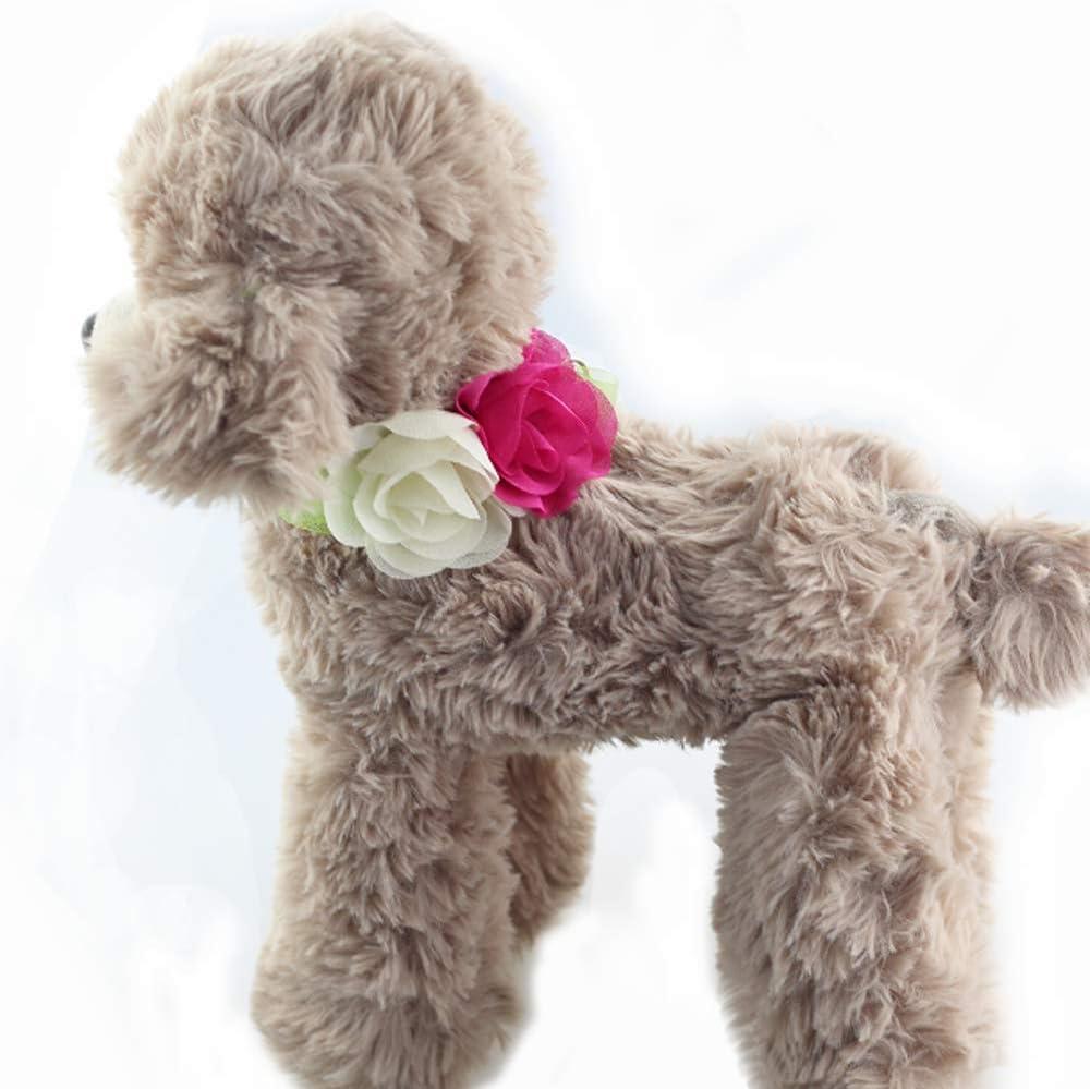 imageANIAC Pet Charm Flowers Collar Adjustable Floral Neck Accessories Soft Outfit for Cats Puppy and Small Dogs Small Red