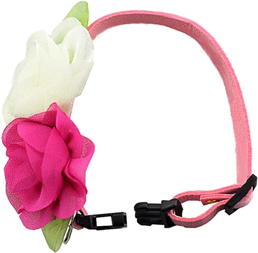 imageANIAC Pet Charm Flowers Collar Adjustable Floral Neck Accessories Soft Outfit for Cats Puppy and Small Dogs Small Red
