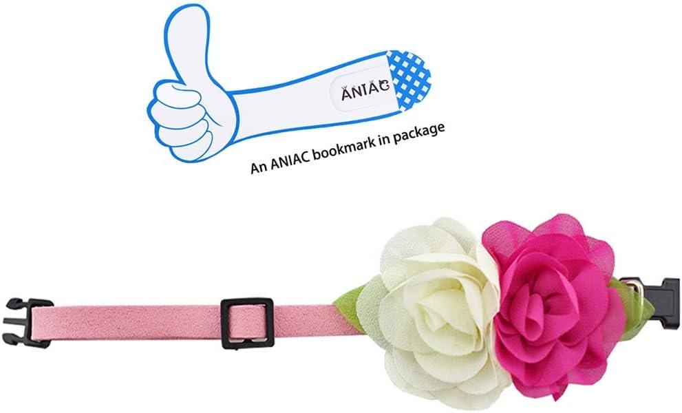 imageANIAC Pet Charm Flowers Collar Adjustable Floral Neck Accessories Soft Outfit for Cats Puppy and Small Dogs Small Red