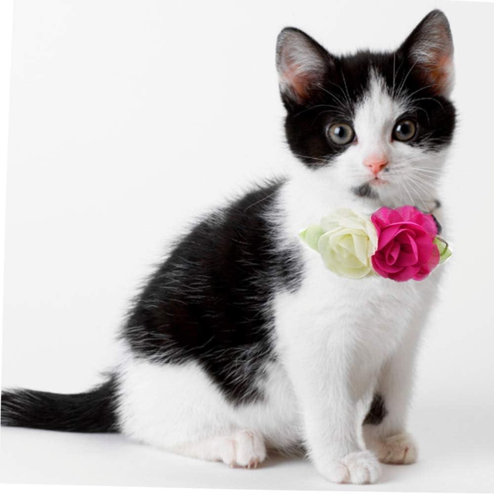 imageANIAC Pet Charm Flowers Collar Adjustable Floral Neck Accessories Soft Outfit for Cats Puppy and Small Dogs Small Red